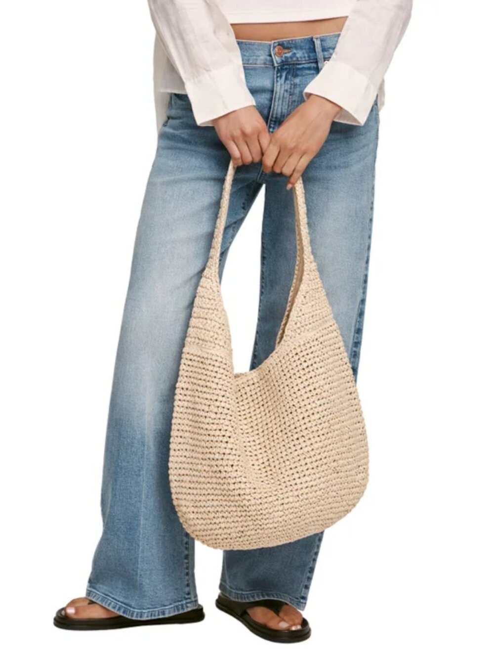 BANANA REPUBLIC Women's Raffia Tote Bag with Floral Scarf